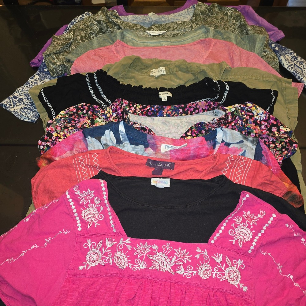 Lot of 12 Womens Short Sleeve Tops Large L Mix Brands LuLaRoe Max Studio Floral